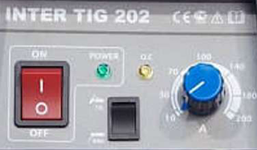 Панель управления аргонодугового аппарата сварки AURORA PRO INTER TIG 202